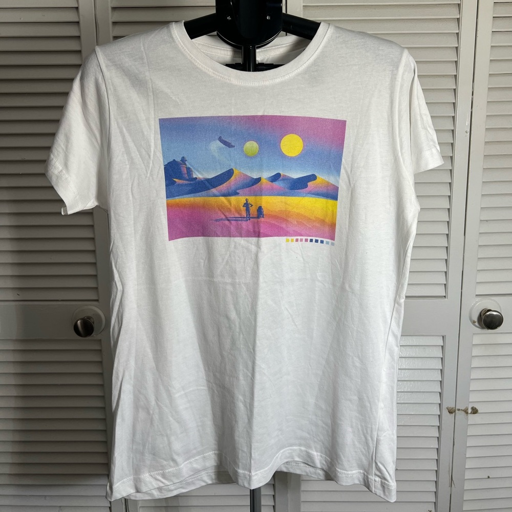 Star Wars White Tee with Colorful Desert Graphic